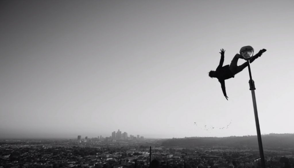 still from "Alright", Lamar falling to his death.
